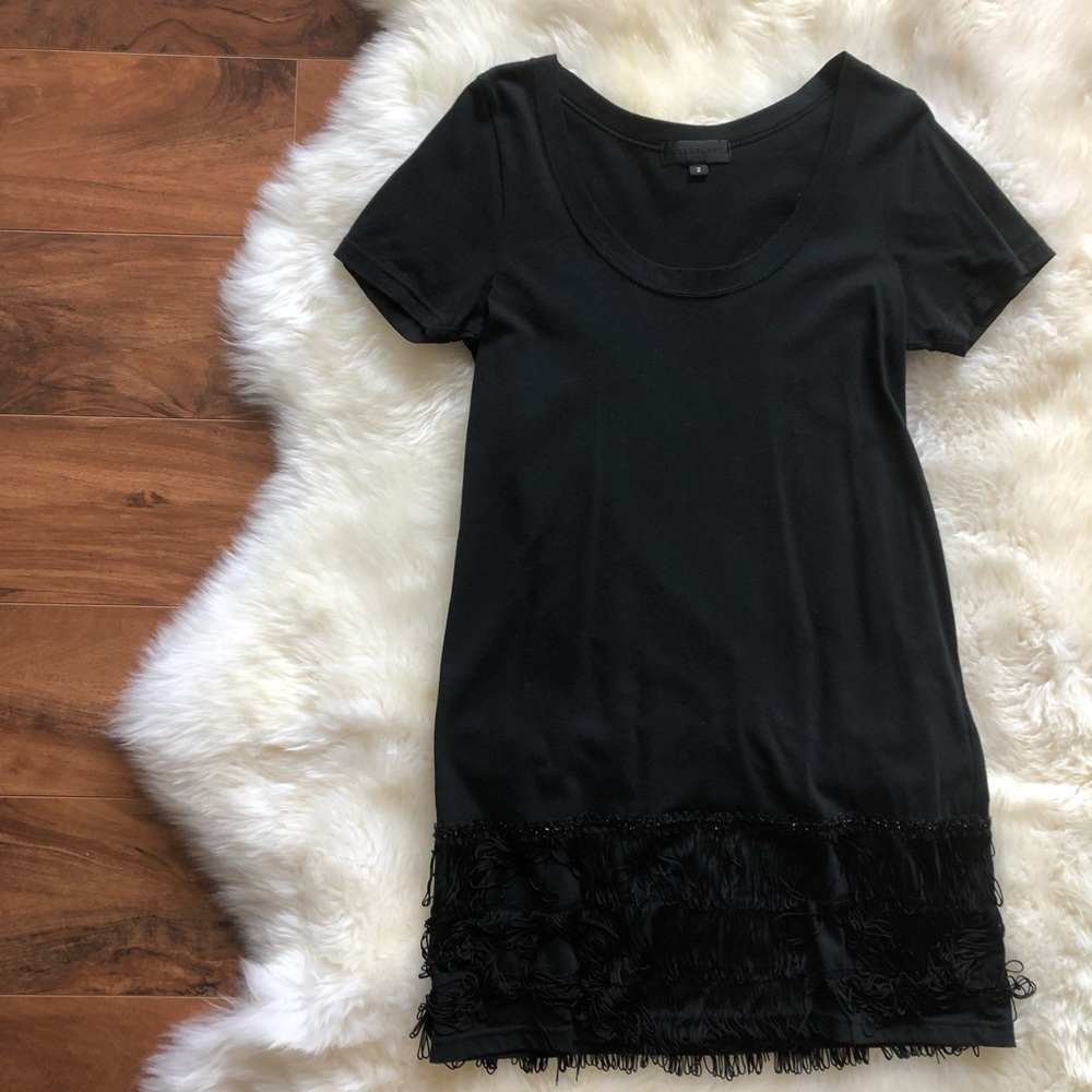 Jill Stuart Black Fringe Cap Sleeve Shift Dress 2